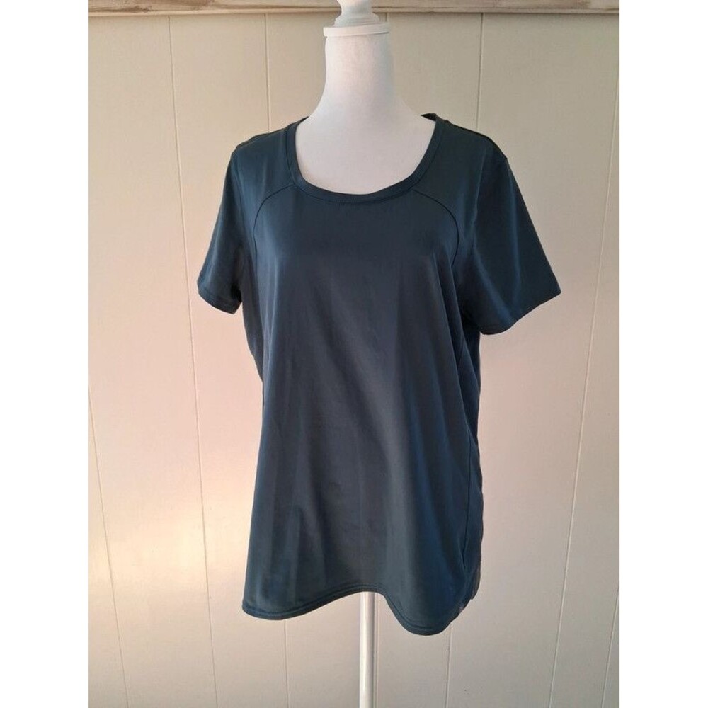 LL Bean Athletic T Shirt Womens Large Short Sleeve Outdoor Hiking Teal
